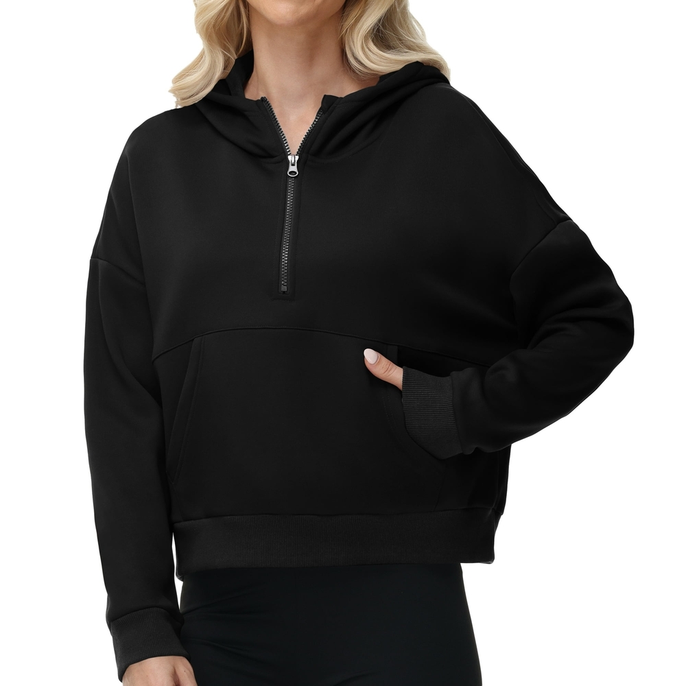 Women's Black Half-Zip Hoodie